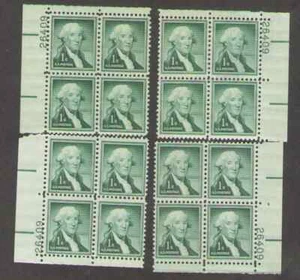 US. 1031. 1c. George Washington. 4 Matched Position PB4 #26409. MNH. 1956 - Picture 1 of 2