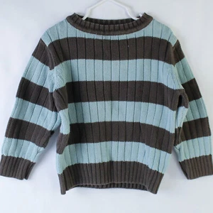 Gymboree Blue & Brown Striped Cable Knit Sweater XS - Very Good Condition - Picture 1 of 5