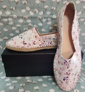 NANETTE Lepore SPRING White FLORAL Lacie SlipOn ESPADRILLE Flat Shoe SLIPPERS 11 - Picture 1 of 6