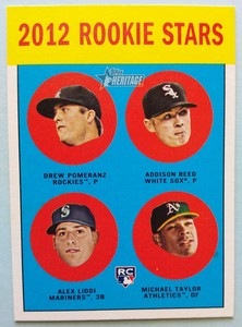 2012 Topps Heritage Drew Pomeranz/Michael Taylor/Addison Reed Rookie Stars #253 