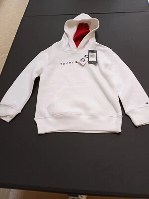 NUEVO CON ETIQUETAS Niño Tommy Hilfiger Sudadera con Capucha 4-7 Suéter Sudadera Blanco Foto 1 de 4