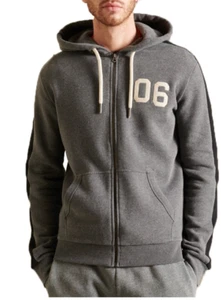 Superdry Felpa con cappuccio e zip intera con logo in pile grigio da uomo XLarge - Foto 1 di 11