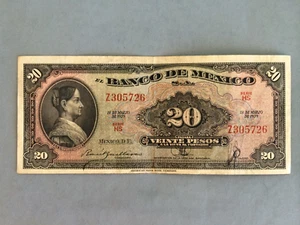20 PESO MEXICO BANKNOTE 1959 CORREGIDORA SERIE IQ MEXICO - Picture 1 of 2