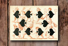 Ten Of Spades By E Le Tellier 7"X5" Art Print With Costumed Monsters, Devils