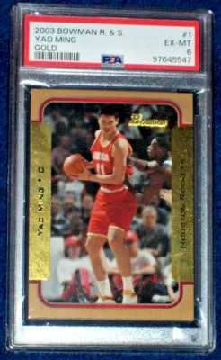 2003 Yao Ming #1 Bowman Rookies and Stars (oro) PSA 6 Rockets Foto 1 de 3