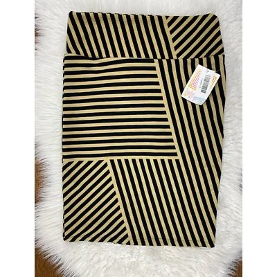 NUEVO CON ETIQUETAS LuLaRoe Cassie Mujer Talla S Tostado Negro Rayas Elastizado Falda Recta Foto 1 de 4