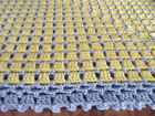 Handmade NEW  Crochet Afghan Yellow & Blue border 60"X60" Box  Throw Blanket