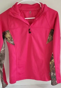 Browning Damen 1/4 Reißverschluss Pullover Shirt rosa tarnfarben Größe Small Activewear - Bild 1 von 11