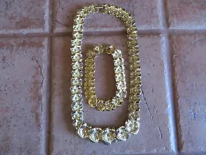 Vintage 80er Jahre Blumen Gliederhalsband/Halsband Halskette und passendes Armband - Bild 1 von 4