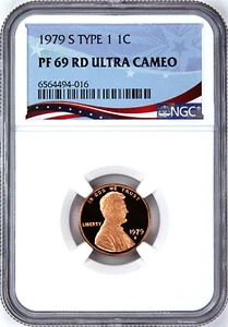 1979-S Type 1, Lincoln Cent Graded PF69 RD Ultra Cameo by NGC - Picture 1 of 4