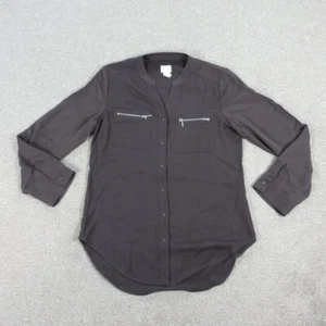Chicos Shirt Womens 0 US XS/4 Brown Long Sleeve Button Up - Picture 1 of 17