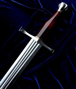 CUSTOM HANDMADE STAHL JAGDSCHWERT MIT LEDERSCHEIDE - Bild 1 von 4