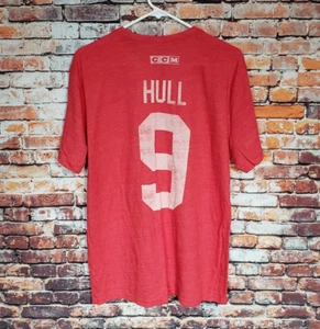 🔥 Bobby Hull Chicago Blackhawks CCM Adidas Tri-Blend Red Shirt Men's Medium M L - Picture 1 of 4