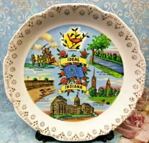 Indiana 7" Souvenir State Plate Wabash Notre Dame Capitol Speedway Acento Dorado - Imagen 1 de 7