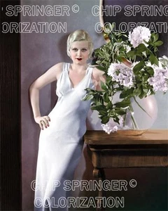 Jarrón de vidrio grande Jean Harlow ¡5 días! HERMOSA FOTO A COLOR 8X10 POR CHIP SPRINGER - Imagen 1 de 1