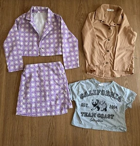 Lot Of 3 Girls Outfits Size 7Y Zara Crop Top SHEIN Purple Outfit Brown Top - Picture 1 of 4