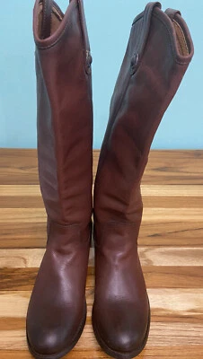 Botas Pull-on de Cuero Frye Melissa Botón Alto Redwood Marrón Mujer Talla 6 Foto 1 de 4