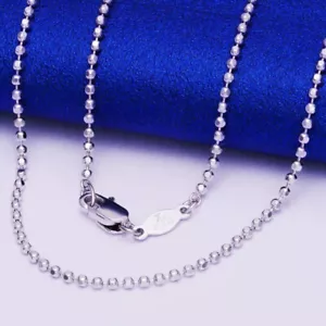 Pure PT950 Platinum 950 Chain Men Women Hexagon Beads Link Necklace 16-18nch - Picture 1 of 9