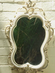 Vint. White & Gold Frame Oval Wall Mirror Regency Style 1960's  30''x1 9'' DECOR - Foto 1 di 7