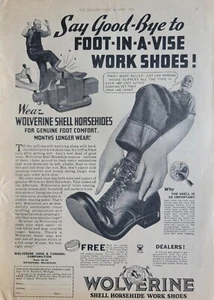 Wolverine Shell Horsehide Arbeitsschuhe - Stiefel Vintage 1935 Fashion Ad - Bild 1 von 1