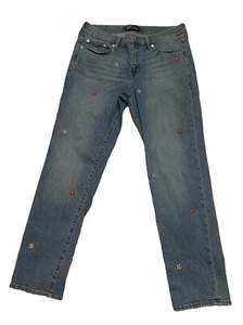 GAP Girlfriend Jeans Womens 29 Blue Embroidered High Rise Denim - Picture 1 of 13
