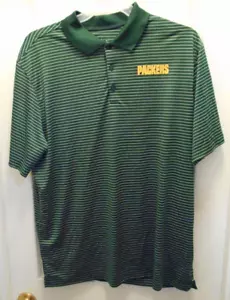 Green Bay Packers NFL Nike Apparel Polo Mens XL Green Stripe Dri Fit Shirt - Picture 1 of 4