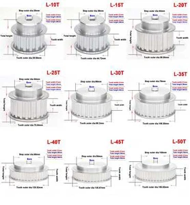 Piñones de polea de correa de distribución L10T-L50T tipo L de 3/8" de ancho de diente 21/27 mm - Imagen 1 de 48