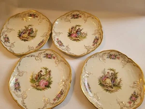 VtgRare Rosenthal Selb Germany Sanssouci 4 Set Plates with Romantic Scene 7-3/4" - Picture 1 of 12