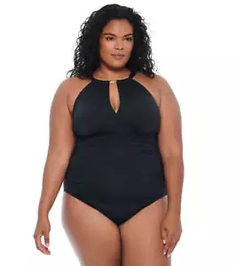 Costume da bagno unico pezzo Lauren Ralph taglie forti beach club taglia 18 W - Foto 1 di 4