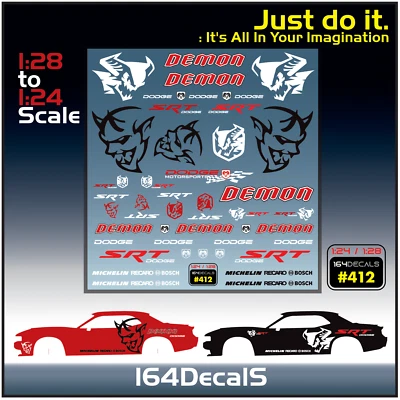 1x SRT DODGE  Water Slide Decal White Toner  1/24 - 1/28 RC Model Dicast # 412 - Image 1 of 4