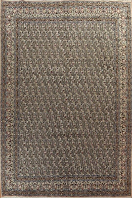 Alfombra de comedor hecha a mano vintage de estado de ánimo marfil cachemir tinte vegetal 10x13 Foto 1 de 4