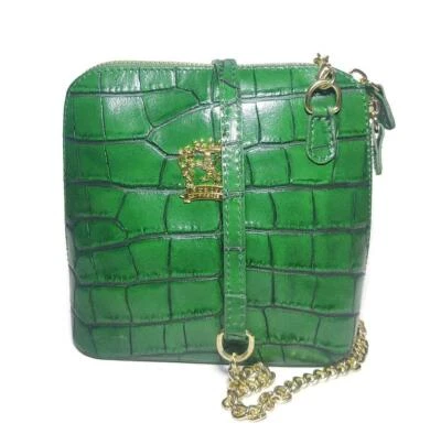 Bolso de mano bandolera 467 PRATESI FIRENZI 467 NUEVO CON ETIQUETAS $150 de cuero de cocodrilo verde Foto 1 de 4