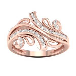 10k Rose Gold Round Diamond Accent Cocktail Engagement Ring For Women Size 7 - Picture 1 of 5