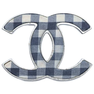 CHANEL B11C Gingham Check CC Logos Brooch Black x White/SVHardware - Picture 1 of 9