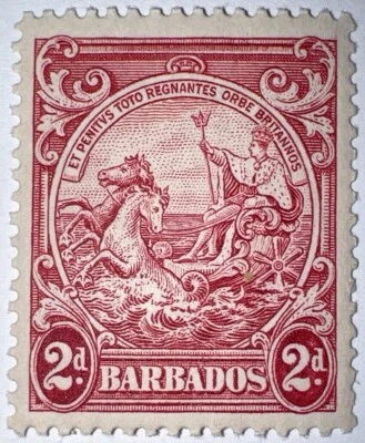 SELLOS DE VIAJE: SELLOS DE BARBADOS 1938-47 SG# 250, 2d, SELLO DE LA COLONIA 13 1/2 x 13 Foto 1 de 4