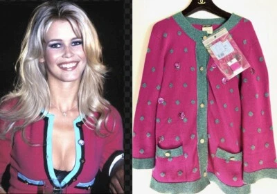 Chanel De Colección 2008 Barbie Rosa Lentejuelas Cárdigan Suéter 42 44 8 10 12 Chaqueta Top L M Foto 1 de 4