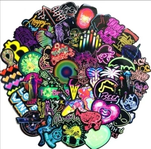 ⭐ 100x Stück Trendy Bunte Neon Style Stickerbomb - Aufkleber - Picture 1 of 4