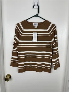 Pendleton Shirt Top Damen Größe Small braun & weiß gestreift Viskose Nylon neu mit Etikett - Bild 1 von 11