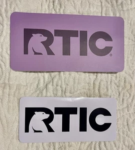 RTIC-Logo STICKERS-5” X 2.5”-White & Purple-Includes 2 Stickers-NEW - Picture 1 of 1