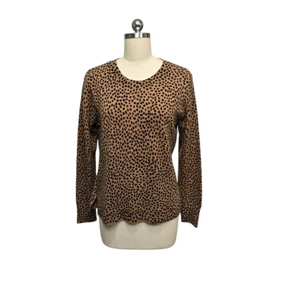 Suéter para mujer J Crew 100 % cachemir estampado de leopardo cuello redondo talla L Foto 1 de 4