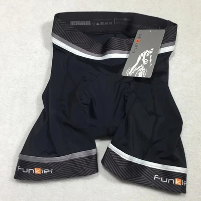 Funkier Ladies Black Short Leg Bike Padded Shorts Size 34 UK 8 USA 6 EUR XS NWT - Image 1 of 4