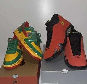 Nike Air Force 1 Lil Yachty Concrete Boys Green & Jordan 14 Ferrari - Size 11.5 - Picture 1 of 23