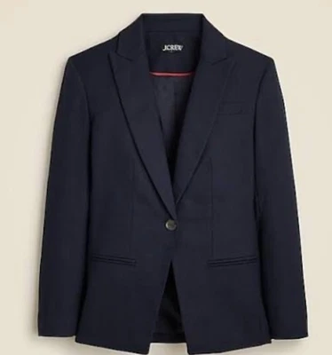 J. Crew Navy Alexandra Blazer Jacket In Stretch Linen Blend Women’s Size 10 New - Image 1 of 4