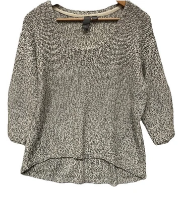 Suéter drapeado tejido negro/beige Quinn para mujer, talla L usado en excelente estado manga 3/4.     v1 Foto 1 de 4