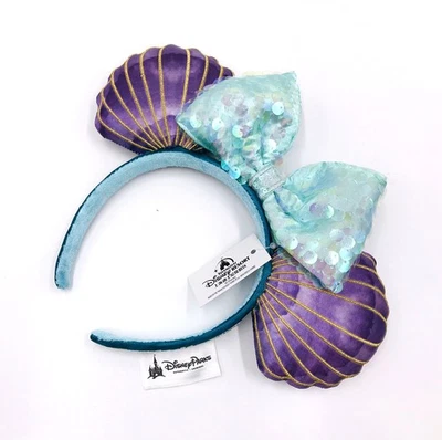 Diadema de fiesta limitada Disney Minnie Ears Mermaid Ariel púrpura iridiscente 2025 Foto 1 de 4