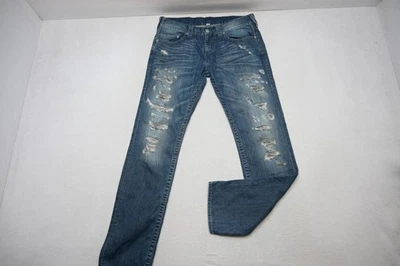 True Religion Jeans Straight Fit Distressed Blue Rugged Mens Sz 34 x 34 - Image 1 of 4