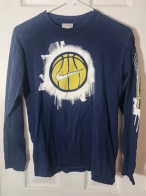Vintage Y2K Nike Hoops Basketball Kids Navy Longsleeve Shirt Size Large (14-16) - Image 1 of 4
