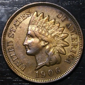 1906 Indian Head Penny 1c US Münze Philadelphia Mint Full Liberty gereinigt - Bild 1 von 2