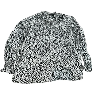 Camicetta Primaria donna taglia 6 nera bianca maculata manica lunga oversize floaty - Foto 1 di 9