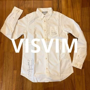 Visvim Logo Print Long Sleeve Shirt White Cotton Size 1 Men Japan Near Mint Rare - Picture 1 of 13